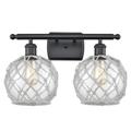 Innovations Lighting Bruno Marashlian Farmhouse Rope 16 Inch 2 Light Bath Vanity Light - 516-2W-BK-G122-8RW