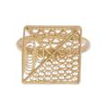 Colonial Square,'Gold Plated Sterling Silver Filigree Cocktail Ring from Peru'
