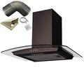 SIA CGH60BL 60cm Black Curved Glass Cooker Hood Extractor Fan And 1m Ducting Kit