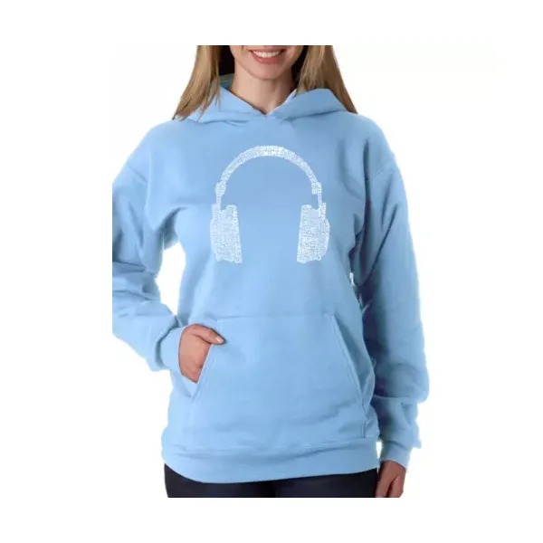 la-pop-art-womens-word-art-hooded-sweatshirt---63-different-genres-of-music,-blue,-large/