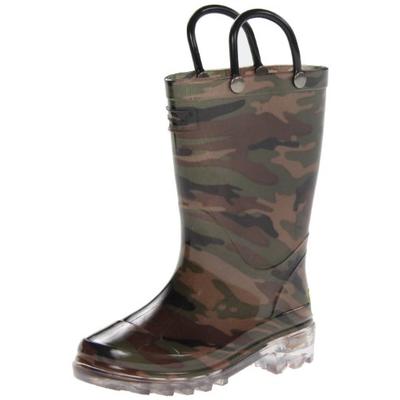 Western Chief Boys Waterproof Rain Boots that Light up with Each Step, Camo Green, 12 M US Little Ki