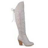 Brinley Co. Womens Siro Faux Suede Regular and Wide Calf Faux Lace-up Over-The-Knee Boots Grey, 9 Re screenshot. Shoes directory of Clothing & Accessories.