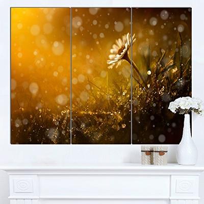 Designart MT14912-3P Forest After Rain During Sunset - Modern Flower Glossy Metal Wall Art,Gold,36x2
