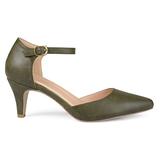 Brinley Co. Womens Faux Leather Comfort Sole D'Orsay Ankle Strap Almond Toe Heels Olive, 12 Regular screenshot. Shoes directory of Clothing & Accessories.