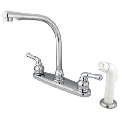 Kingston Brass KB751 8" High Arch Kitchen Faucet with White Sprayer, Polished Chrome, 7" Spout Reach