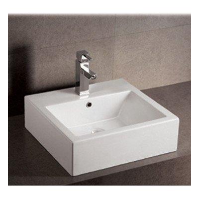 Whitehaus WHKN1059 WHKN1059Isabella Square Wall Mount Basin with Overflow, single Faucet Hole & Rear