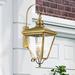 Darby Home Co Philip Water Glass Outdoor Wall Lantern Brass/Glass/Metal in Yellow | 34.5 H x 14.25 W x 16 D in | Wayfair