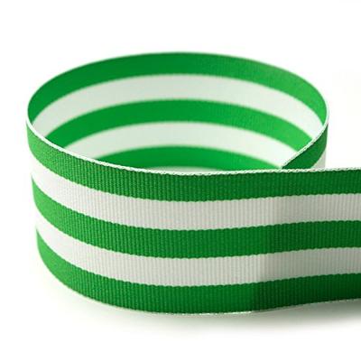 USA Made 1-1/2" Emerald Green & White Taffy Striped Grosgrain Ribbon - 20 Yards (Multiple Widths & Y