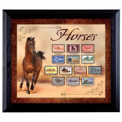 American Coin Treasures Horses on Stamps in Wall Frame