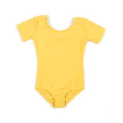 Leveret Girls Leotard Yellow Short Sleeve Small (6-8)