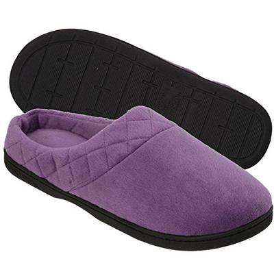 Dearfoams Women's Microfiber Quilted Cuff Velour Clog Smokey Purple Small US