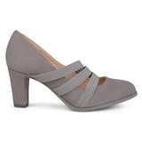 Brinley Co. Womens Levin Faux Suede Comfort Sole Chunky Heel Almond Toe Triple Elastic Strap Heels G screenshot. Shoes directory of Clothing & Accessories.