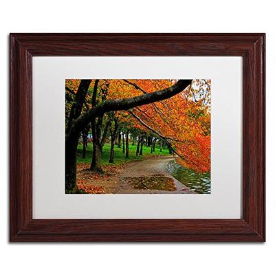 Tidal Basin Autumn 2 White Matte Artwork by CATeyes, 11 by 14-Inch, Wood Frame