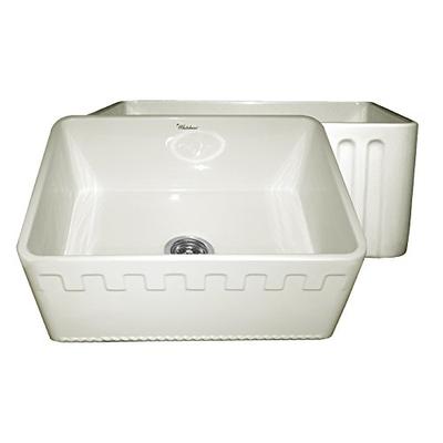 Whitehaus WHFLPLN3318-BI Farmhaus 33-Inch Reversible Series Double Bowl Fireclay Apron Front Sink, B