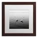 2 Herons by Moises Levy in White Matte and Wood Framed Artwork, 16 by 16"