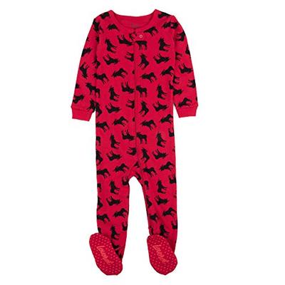 Leveret Kids Black Moose Baby Boys Girls Footed Pajamas Sleeper Christmas Pjs 100% Cotton (Size 6-12