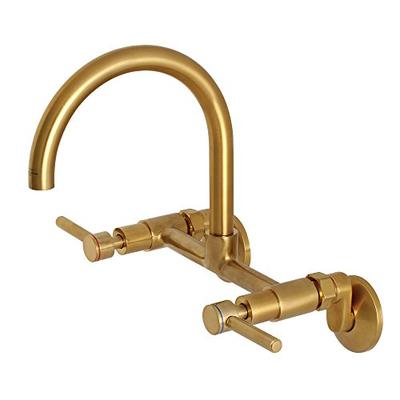 Kingston Brass KS814SB Concord 8" Adjustable Center Wall Mount Kitchen Faucet 7-1/16" in Spout Reach