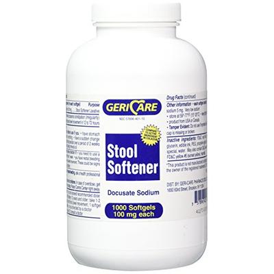 Gericare Docusate Sodium Stool Softener 100mg Softgels, 1000 Count