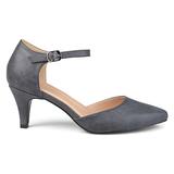 Brinley Co. Womens Faux Leather Comfort Sole D'Orsay Ankle Strap Almond Toe Heels Grey, 9 Regular US screenshot. Shoes directory of Clothing & Accessories.