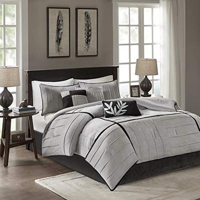 Madison Park Connell 7 Piece Comforter Set Size: California King, Color: Grey