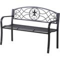 Banc de jardin 2 places style néo-rétro fer forgé motif fleurs de lys dim. 128L x 50l x 91H cm