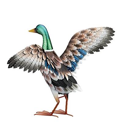 Regal Art & Gift Mallard 16 inches x 24.5 inches x 20.25 inches Metal Duck With Wings Out - Lawn and