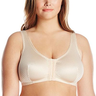 Leading Lady Zig-Zag Weave Front-Closure Leisure Bra, Beige, 54BCD