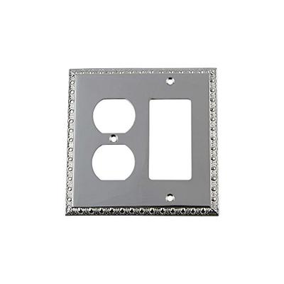 Nostalgic Warehouse 719912 Egg & Dart Switch Plate with Rocker and Outlet, Bright Chrome