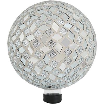 Sunnydaze Mirrored Diamond Mosaic Gazing Globe Glass Garden Ball, Outdoor Lawn and Yard Ornament, 10