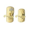 Schlage Bright Brass Steel Electronic Entry Lock in Yellow | 6 H x 5.1 W x 9.3 D in | Wayfair FE595VPLYFLA505