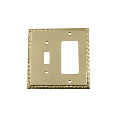 Nostalgic Warehouse 720126 Egg and Dart Switch Plate with Toggle and Rocker, Unlacquered Brass