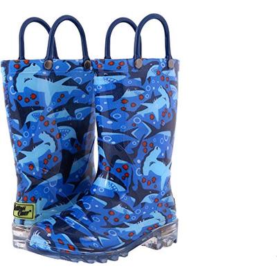 Western Chief Men's Light-Up Waterproof Rain Boot, Blue 10 M US Toddler