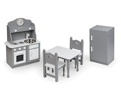 Badger Basket 5 Piece Kitchen Furniture Play Set for 18 Inch (fits American Girl Dolls), Gray/White