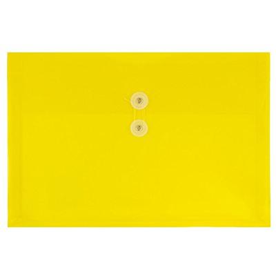 JAM PAPER Plastic Envelopes with Button & String Tie Closure - Legal Booklet - 9 3/4 x 14 1/2 - Yell