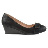 Brinley Co. Womens Gael Faux Suede Buckle Detail Comfort-Sole Wedges Black, 8 Regular US screenshot. Shoes directory of Clothing & Accessories.