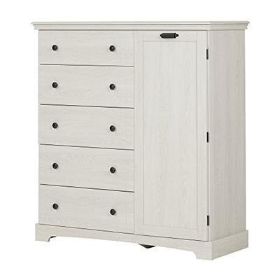 South Shore 10246 Avilla 5-Drawer Dresser with Cabinet Door, Winter Oak