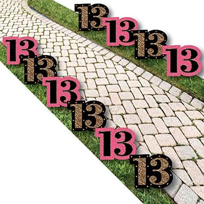 Chic 13th Birthday - Pink, Black and Gold Lawn Decorations - Outdoor Birthday Party Yard Decorations
