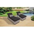 Florence Chaise Set of 2 Outdoor Wicker Patio Furniture w/ Side Table in Black - TK Classics Florence-2X-St-Black