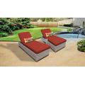 Florence Chaise Set of 2 Outdoor Wicker Patio Furniture w/ Side Table in Terracotta - TK Classics Florence-2X-St-Terracotta