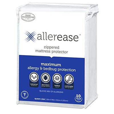 AllerEase Maximum Allergy and Bed Bug Waterproof Zippered Mattress Protector - Allergist Recommended