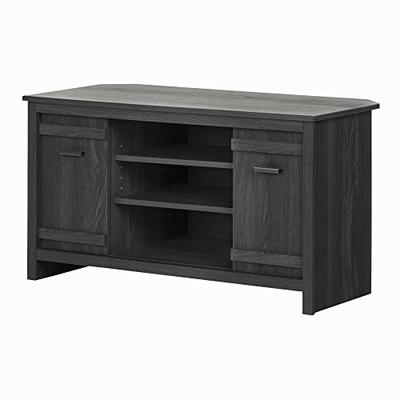 South Shore Exhibit Corner TV Stand with Sliding Doors for TVs up to 42", Gray Oak
