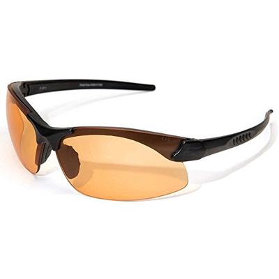 Edge Eyewear Sharp Edge Thin Temple, Matte Black Frame/Tiger's Eye Vapor Shield Lens