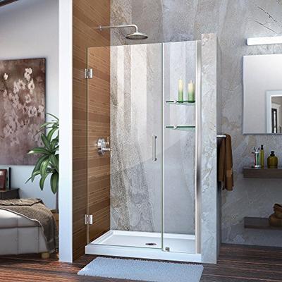 DreamLine Unidoor Min 40 in. to Max 41 in. Frameless Hinged Shower Door in Chrome finish, SHDR-20407