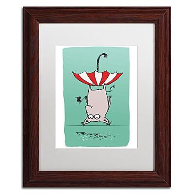 Upside Down Animal White Matte Artwork by Carla Martell, 11 by 14-Inch, Wood Frame