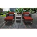 Amalfi 5 Piece Outdoor Wicker Patio Furniture Set 05b in Terracotta - TK Classics Amalfi-05B-Brn-Terracotta