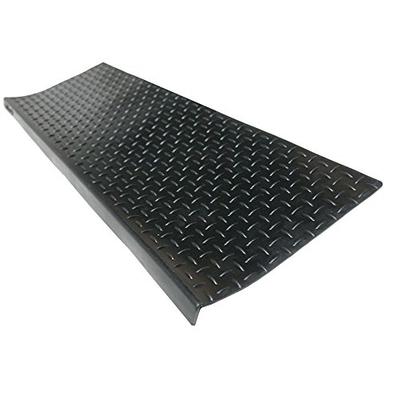 Rubber-Cal "Diamond-Plate Step Mats - 3/16" Thick x 9-3/4" x 29-3/4" - 6 Pack of Non-Slip Rubber Sta