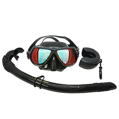 Palantic Black Mirror Coated Lenses Free Dive Low Volume Mask & Snorkel Combo