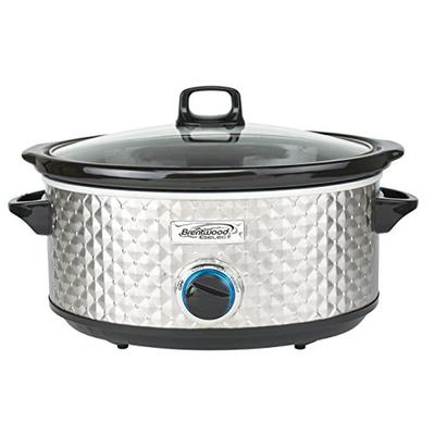 Brentwood Select Diamond Pattern Slow Cooker, 7 Quart (Silver)