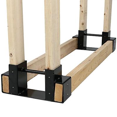 Sunnydaze Outdoor Firewood Log Rack Bracket Kit, Fireplace Wood Storage Holder - Adjustable to Any L