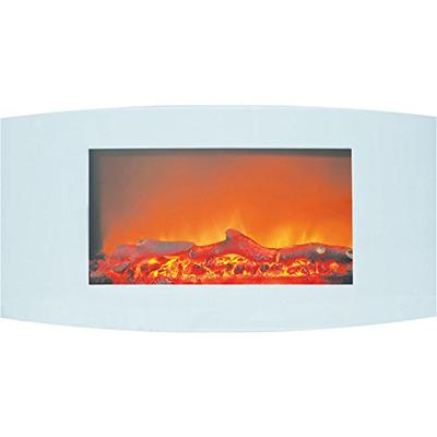 Cambridge CAM35WMEF-2WHT Callisto 35 In. Wall-Mount Electric Fireplace with White Curved Panel and R